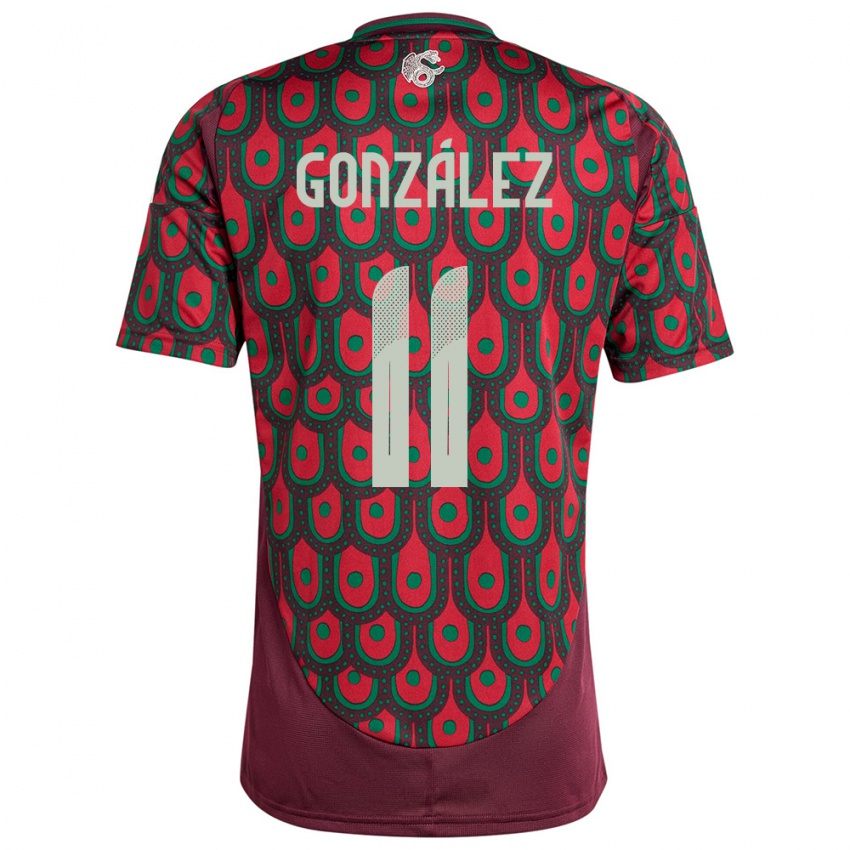 Hombre Camiseta México Bryan Gonzalez #11 Granate 1ª Equipación 24-26 La Camisa