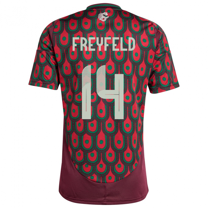 Hombre Camiseta México Emiliano Freyfeld #14 Granate 1ª Equipación 24-26 La Camisa