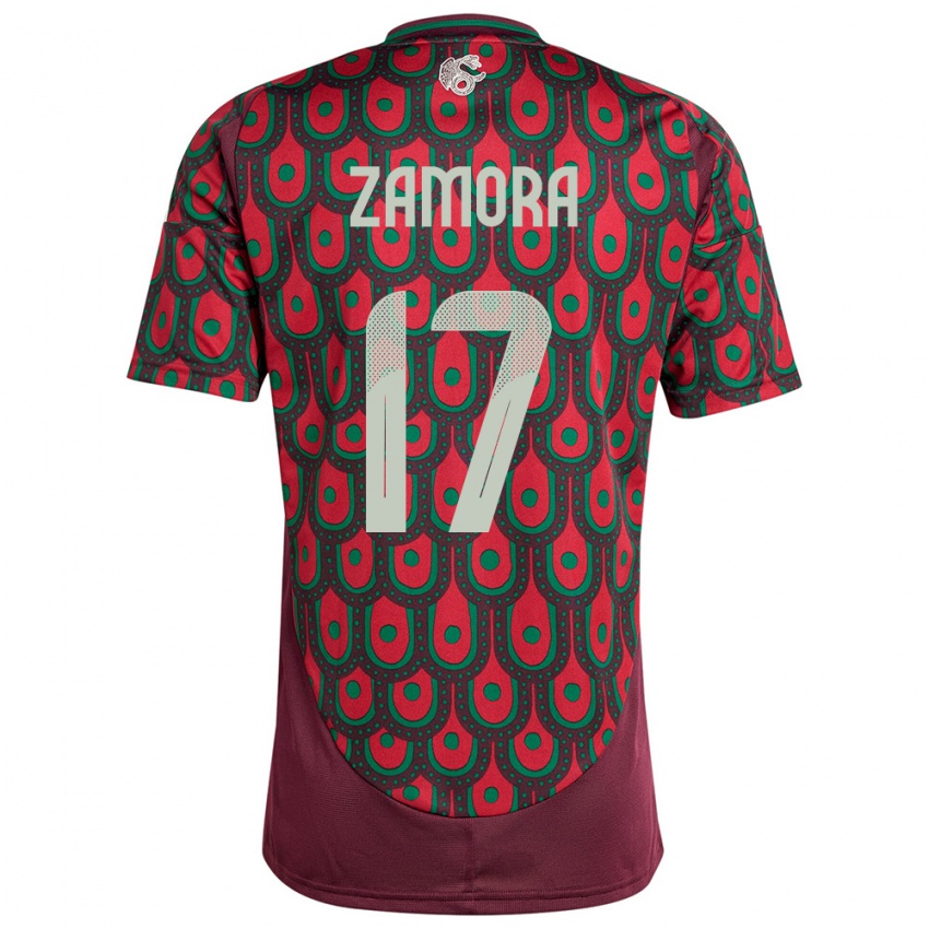 Hombre Camiseta México Saul Zamora #17 Granate 1ª Equipación 24-26 La Camisa