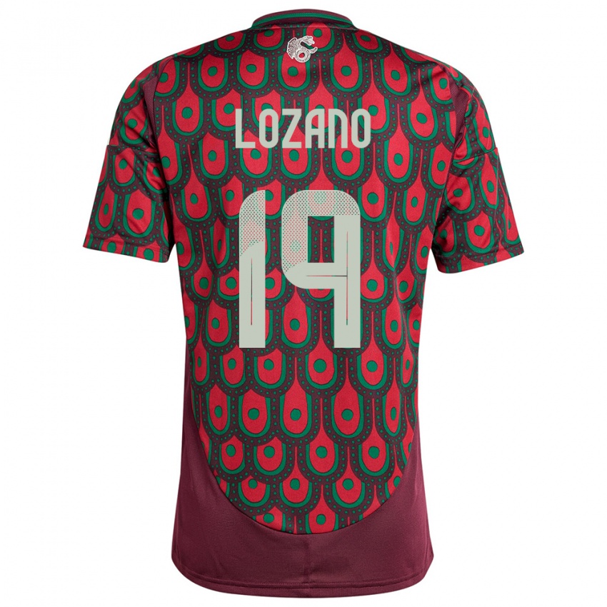 Hombre Camiseta México Esteban Lozano #19 Granate 1ª Equipación 24-26 La Camisa