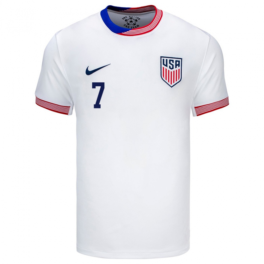 Hombre Camiseta Estados Unidos Favian Loyala #7 Blanco 1ª Equipación 24-26 La Camisa