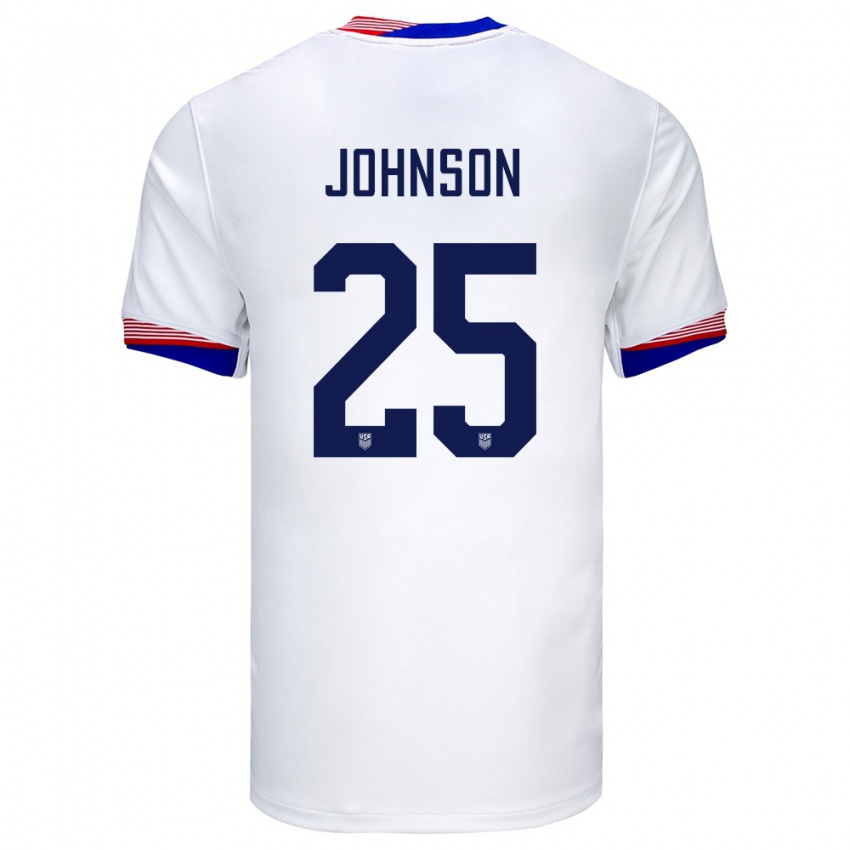 Hombre Camiseta Estados Unidos Sean Johnson #25 Blanco 1ª Equipación 24-26 La Camisa