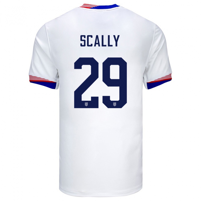 Hombre Camiseta Estados Unidos Joseph Scally #29 Blanco 1ª Equipación 24-26 La Camisa