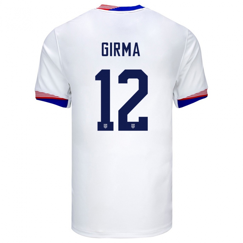 Hombre Camiseta Estados Unidos Naomi Girma #12 Blanco 1ª Equipación 24-26 La Camisa