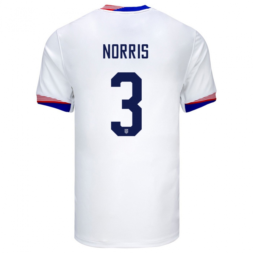 Hombre Camiseta Estados Unidos Nolan Norris #3 Blanco 1ª Equipación 24-26 La Camisa