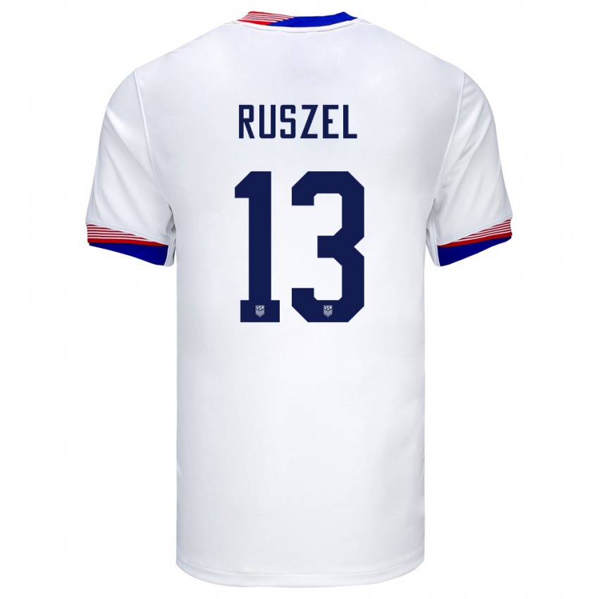 Hombre Camiseta Estados Unidos Marcel Ruszel #13 Blanco 1ª Equipación 24-26 La Camisa