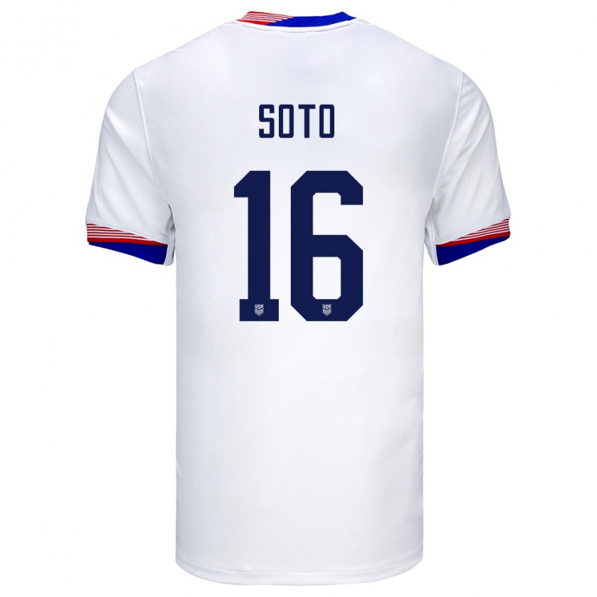 Hombre Camiseta Estados Unidos Ezekiel Soto #16 Blanco 1ª Equipación 24-26 La Camisa