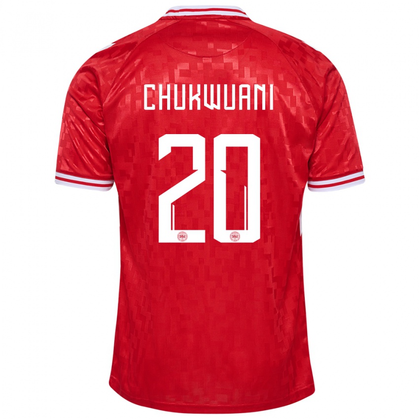 Hombre Camiseta Dinamarca Tochi Chukwuani #20 Rojo 1ª Equipación 24-26 La Camisa