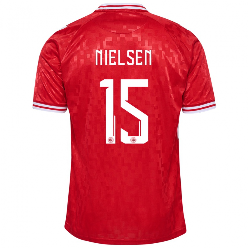 Hombre Camiseta Dinamarca Villads Nielsen #15 Rojo 1ª Equipación 24-26 La Camisa