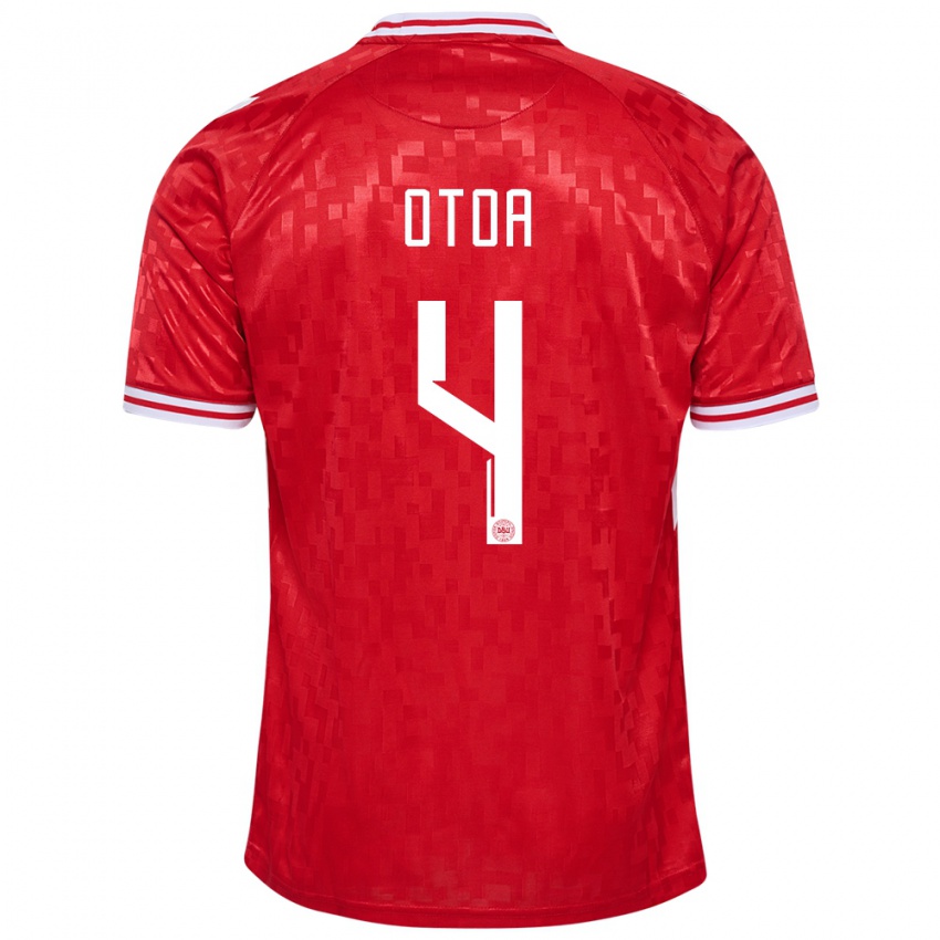 Hombre Camiseta Dinamarca Sebastian Otoa #4 Rojo 1ª Equipación 24-26 La Camisa