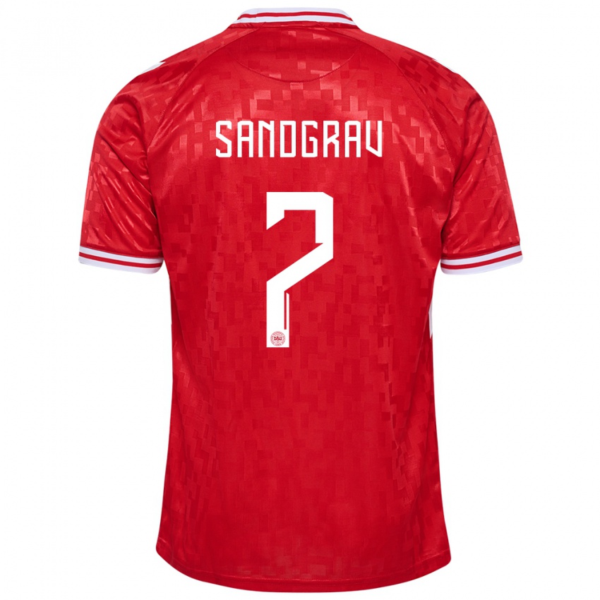 Hombre Camiseta Dinamarca Lauge Sandgrav #7 Rojo 1ª Equipación 24-26 La Camisa
