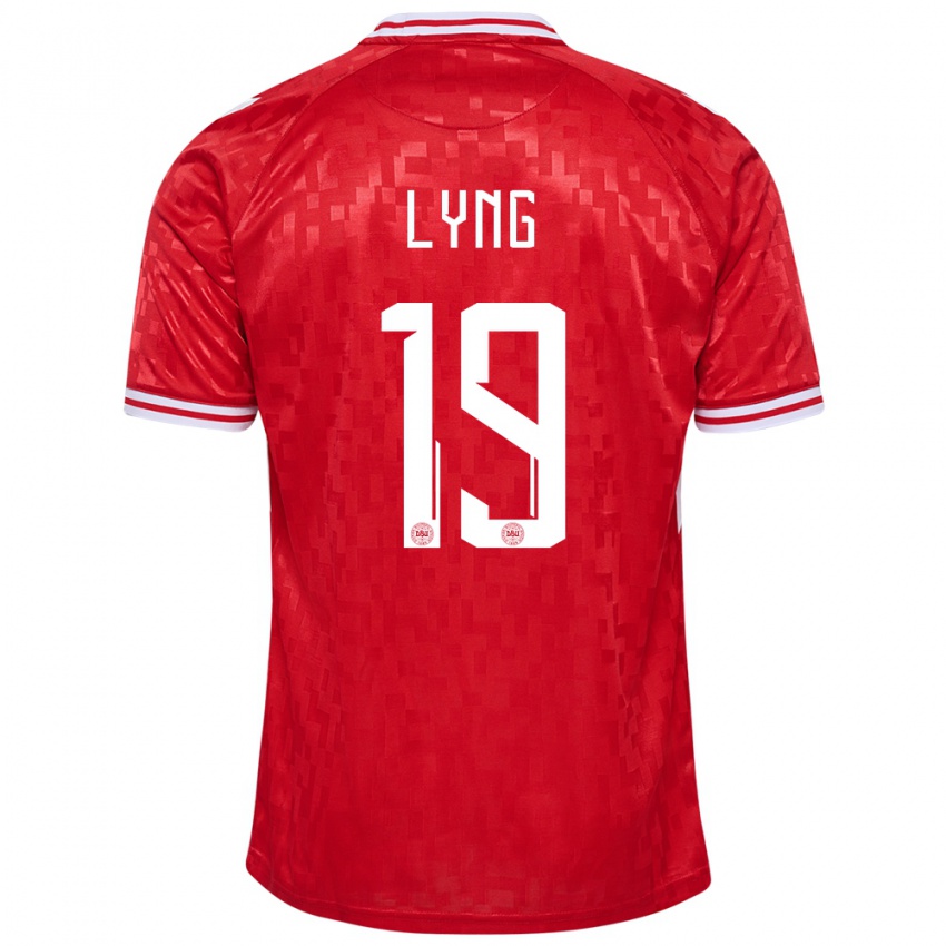 Hombre Camiseta Dinamarca Alexander Lyng #19 Rojo 1ª Equipación 24-26 La Camisa