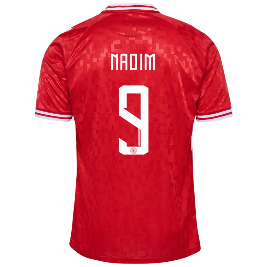 Hombre Camiseta Dinamarca Nadia Nadim #9 Rojo 1ª Equipación 24-26 La Camisa