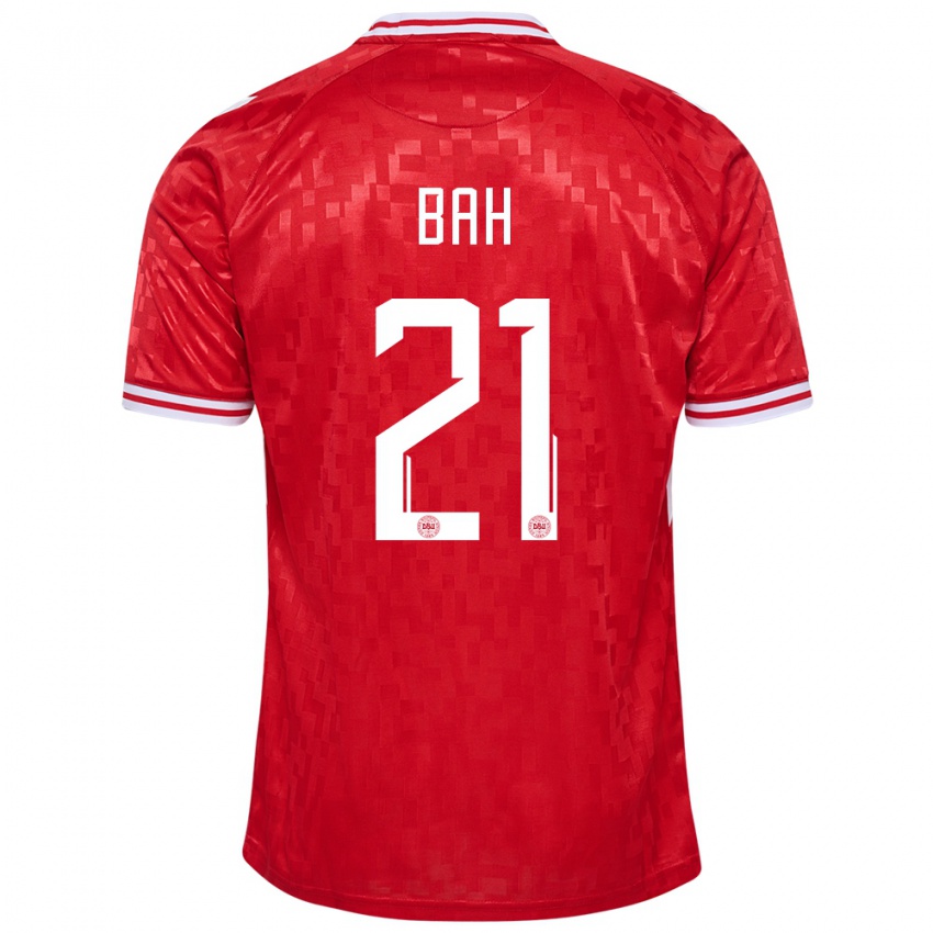 Hombre Camiseta Dinamarca Alexander Bah #21 Rojo 1ª Equipación 24-26 La Camisa