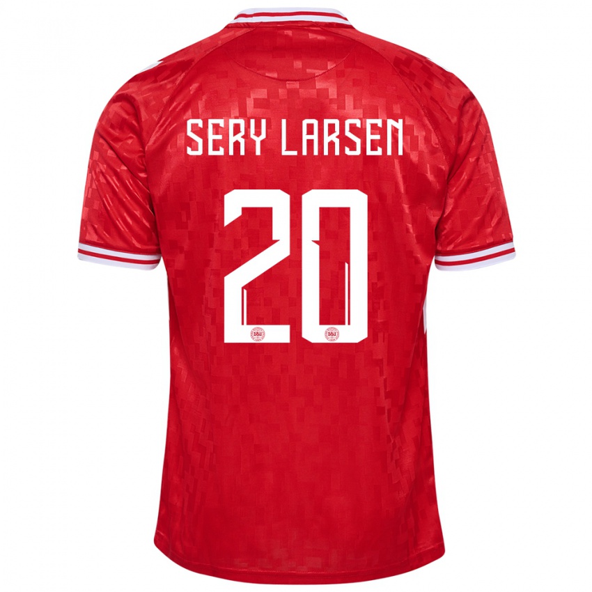 Hombre Camiseta Dinamarca Japhet Sery Larsen #20 Rojo 1ª Equipación 24-26 La Camisa