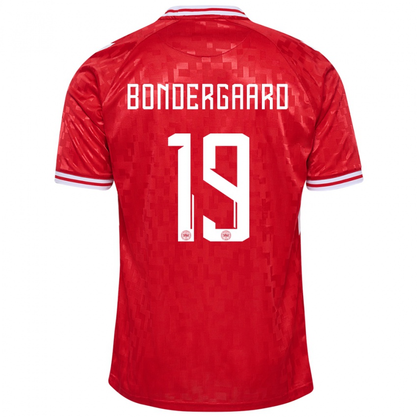 Hombre Camiseta Dinamarca Asbjorn Bondergaard #19 Rojo 1ª Equipación 24-26 La Camisa
