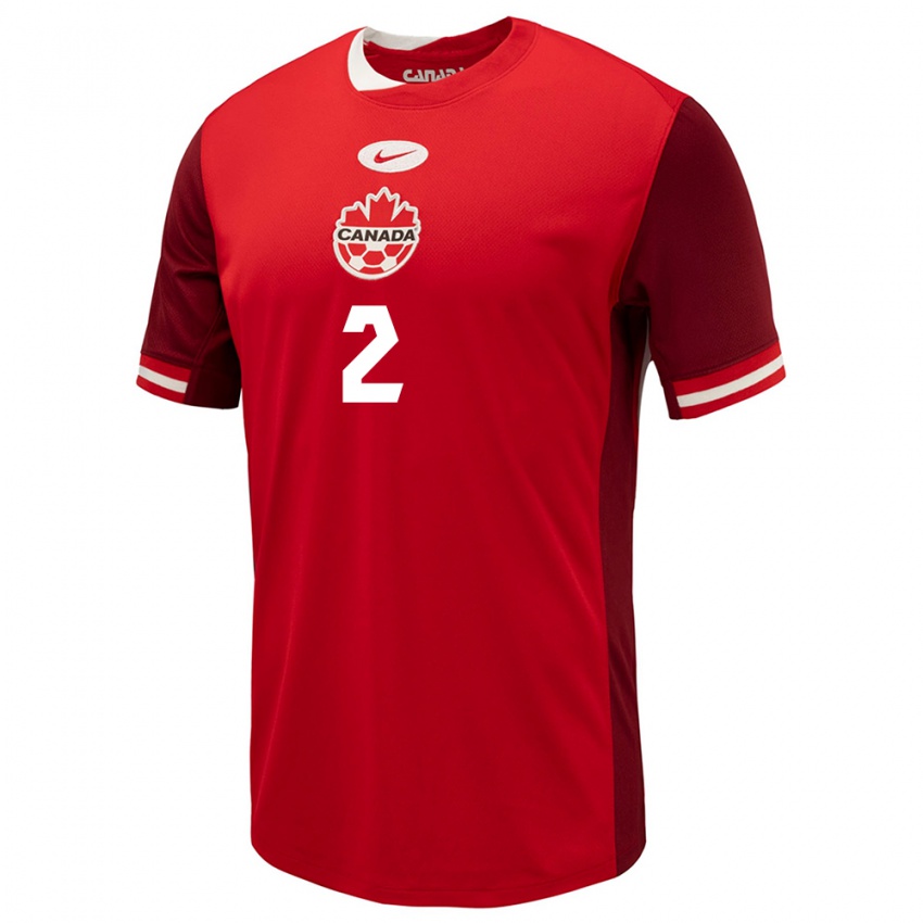 Hombre Camiseta Canadá Noah Abatneh #2 Rojo 1ª Equipación 24-26 La Camisa