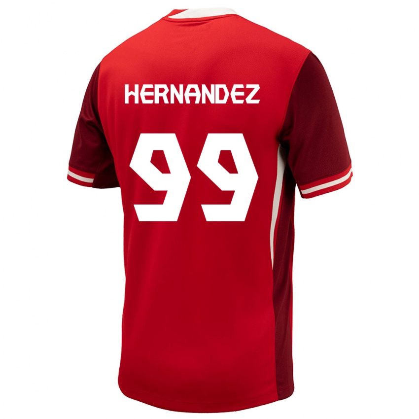 Hombre Camiseta Canadá Jeneva Hernandez Gray #99 Rojo 1ª Equipación 24-26 La Camisa