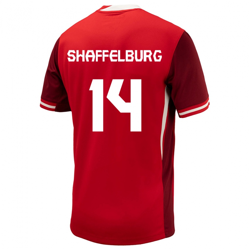 Hombre Camiseta Canadá Jacob Shaffelburg #14 Rojo 1ª Equipación 24-26 La Camisa