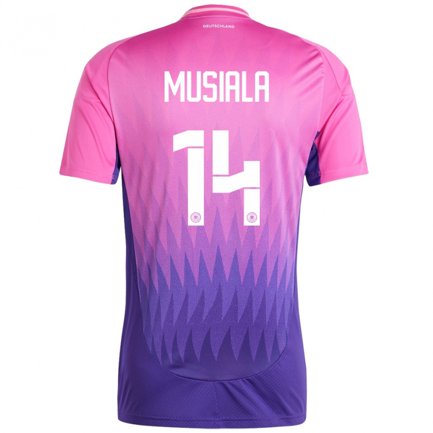 Hombre Camiseta Alemania Jamal Musiala #14 Rosado Morado 2ª Equipación 24-26 La Camisa