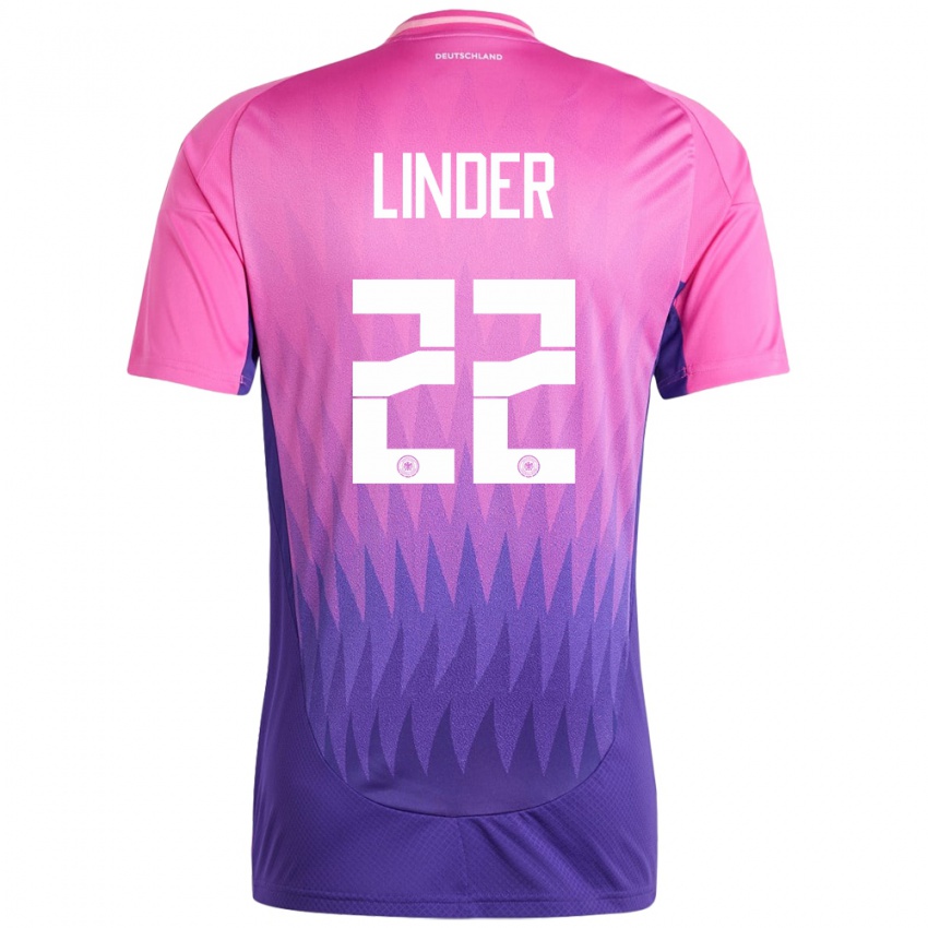 Hombre Camiseta Alemania Sarai Linder #22 Rosado Morado 2ª Equipación 24-26 La Camisa