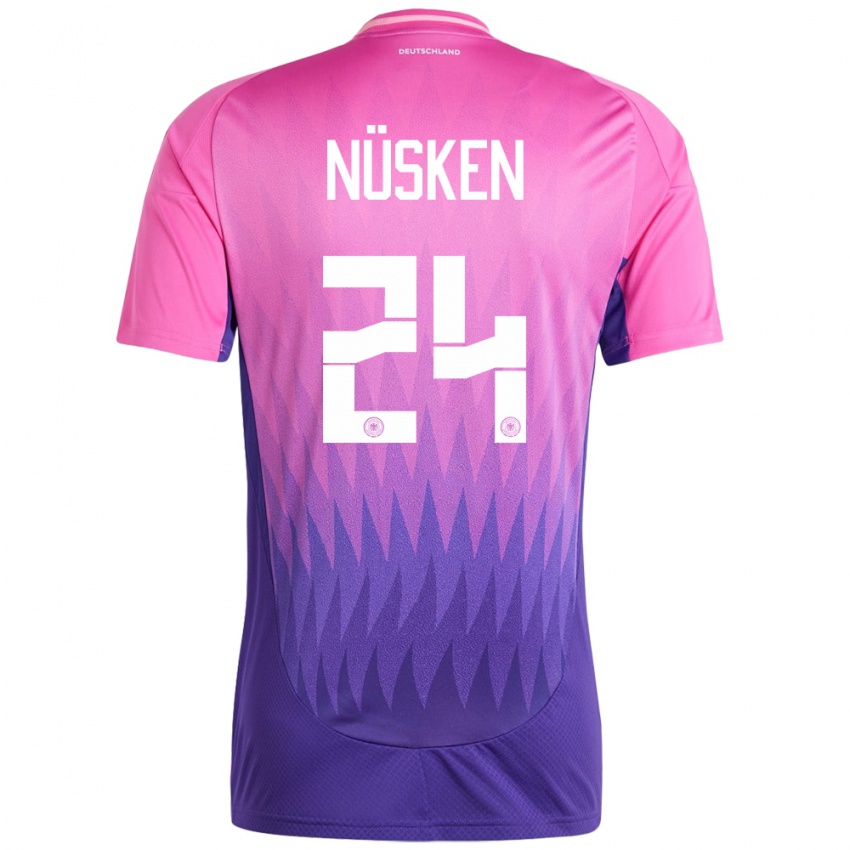 Hombre Camiseta Alemania Sjoeke Nusken #24 Rosado Morado 2ª Equipación 24-26 La Camisa