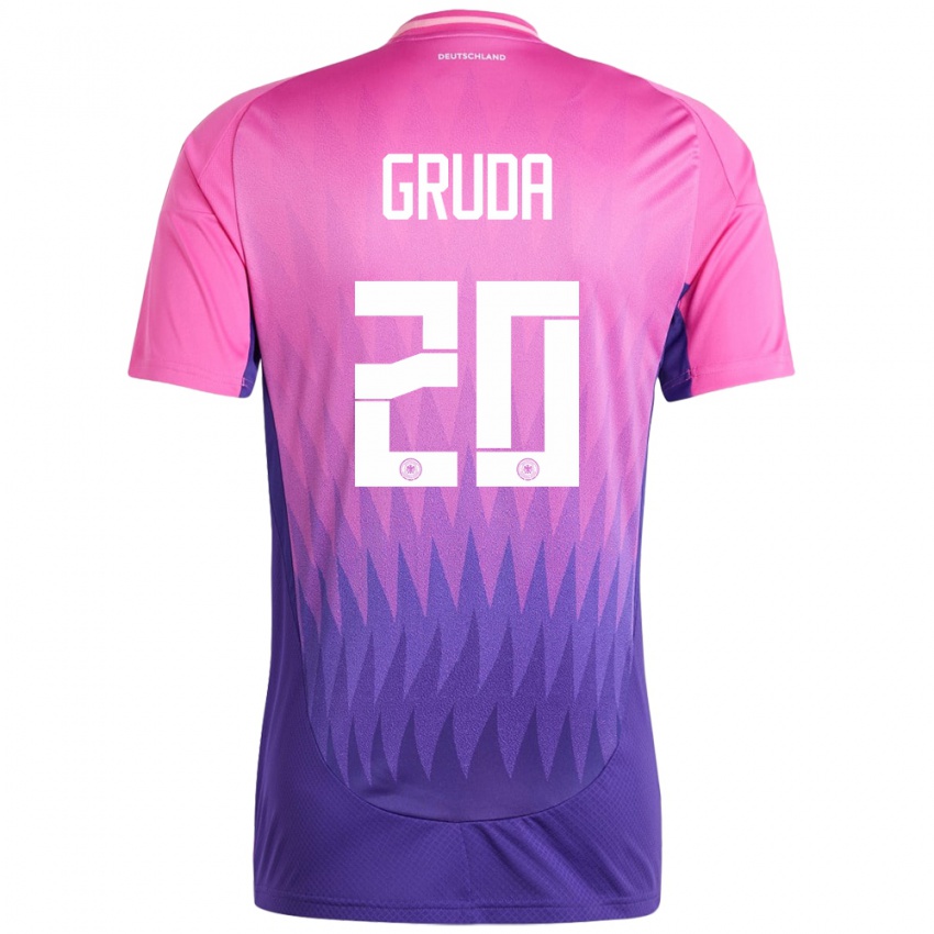 Hombre Camiseta Alemania Brajan Gruda #20 Rosado Morado 2ª Equipación 24-26 La Camisa