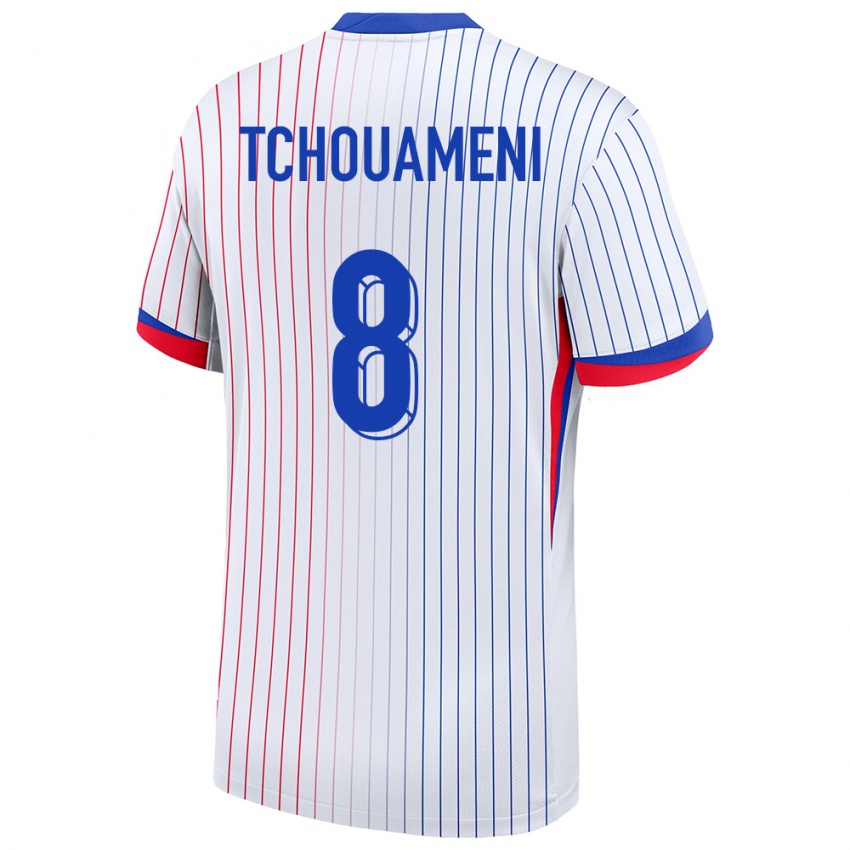 Hombre Camiseta Francia Aurelien Tchouameni #8 Blanco 2ª Equipación 24-26 La Camisa