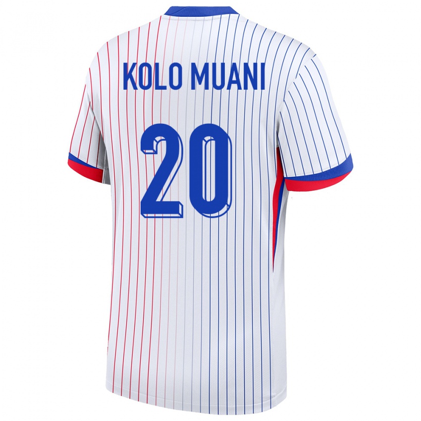 Hombre Camiseta Francia Randal Kolo Muani #20 Blanco 2ª Equipación 24-26 La Camisa
