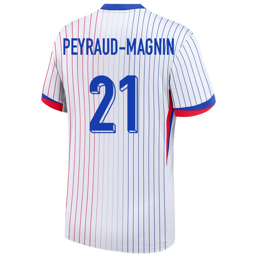 Hombre Camiseta Francia Pauline Peyraud Magnin #21 Blanco 2ª Equipación 24-26 La Camisa