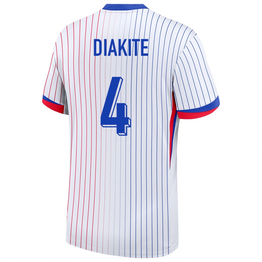 Hombre Camiseta Francia Bafode Diakite #4 Blanco 2ª Equipación 24-26 La Camisa