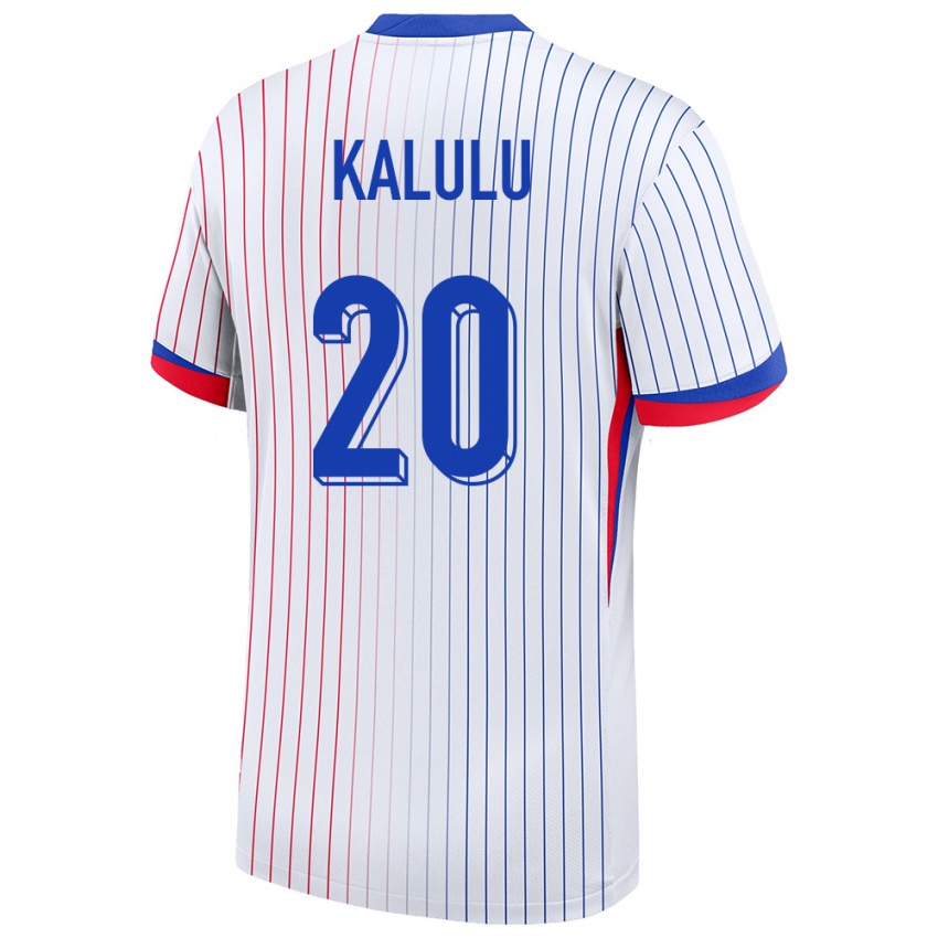 Hombre Camiseta Francia Pierre Kalulu #20 Blanco 2ª Equipación 24-26 La Camisa