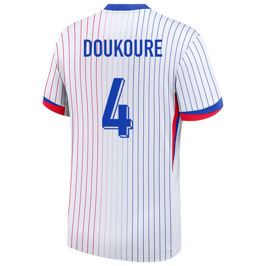 Hombre Camiseta Francia Ismael Doukoure #4 Blanco 2ª Equipación 24-26 La Camisa