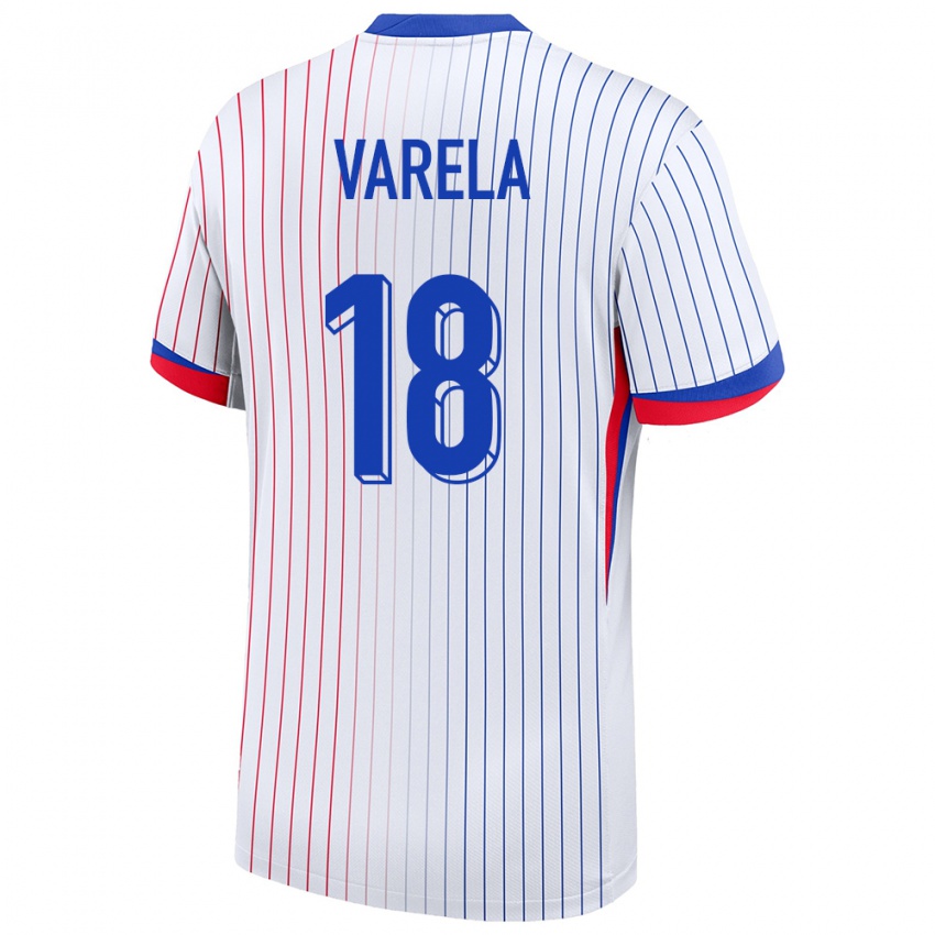 Hombre Camiseta Francia Jordan Varela #18 Blanco 2ª Equipación 24-26 La Camisa