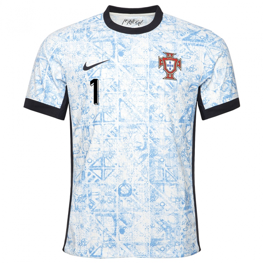 Hombre Camiseta Portugal Celton Biai #1 Crema Azul 2ª Equipación 24-26 La Camisa
