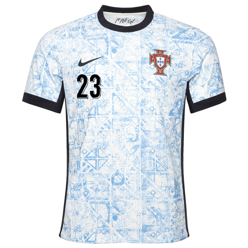 Hombre Camiseta Portugal Matheus Nunes #23 Crema Azul 2ª Equipación 24-26 La Camisa