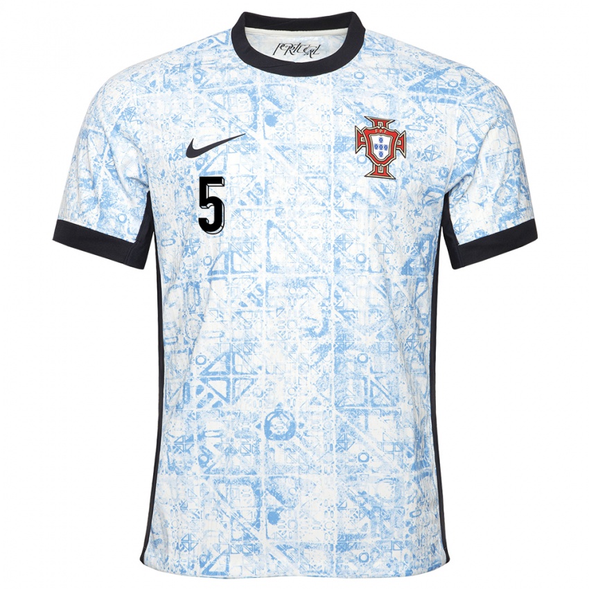 Hombre Camiseta Portugal Joana Marchao #5 Crema Azul 2ª Equipación 24-26 La Camisa