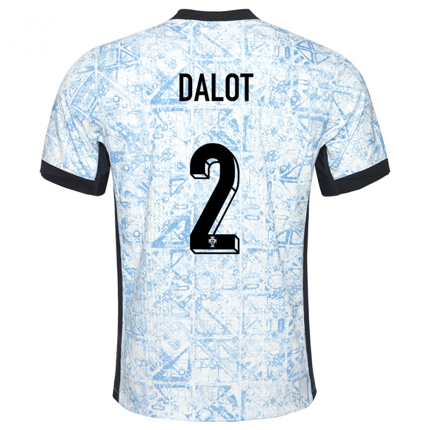 Hombre Camiseta Portugal Diogo Dalot #2 Crema Azul 2ª Equipación 24-26 La Camisa