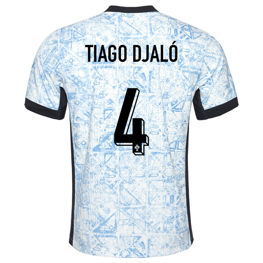 Hombre Camiseta Portugal Tiago Djalo #4 Crema Azul 2ª Equipación 24-26 La Camisa