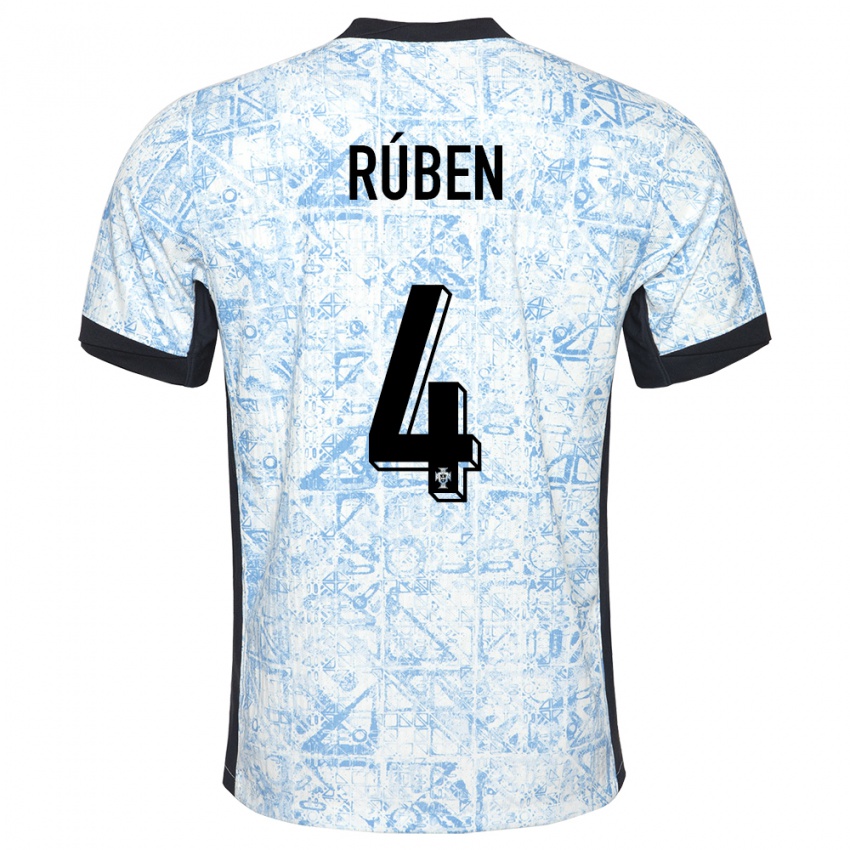 Hombre Camiseta Portugal Ruben Dias #4 Crema Azul 2ª Equipación 24-26 La Camisa