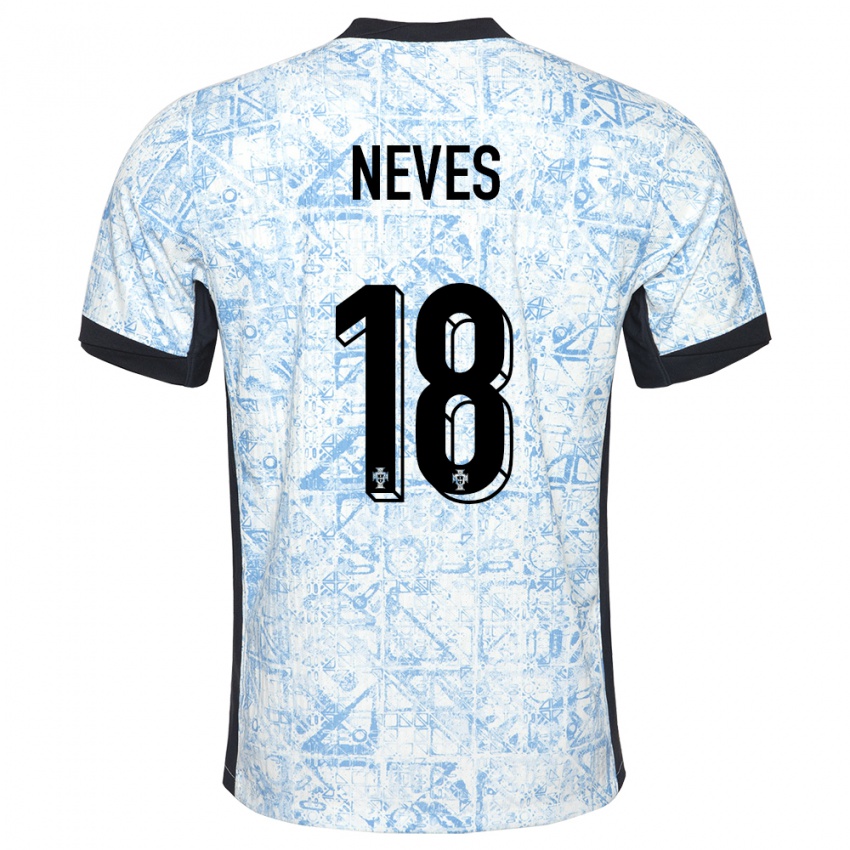 Hombre Camiseta Portugal Ruben Neves #18 Crema Azul 2ª Equipación 24-26 La Camisa