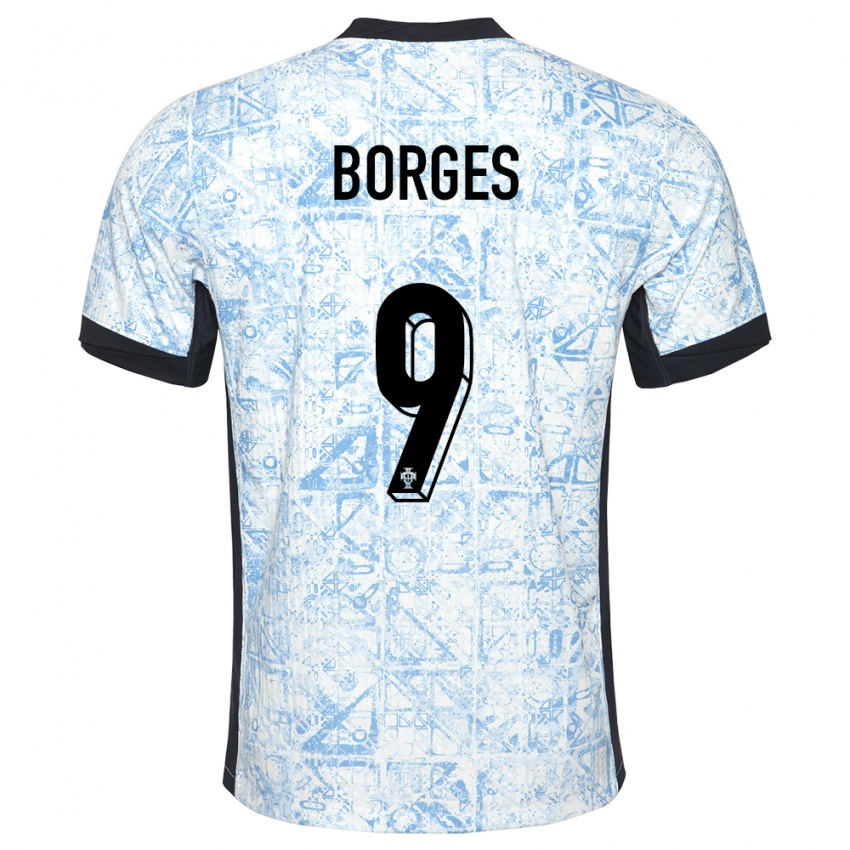 Hombre Camiseta Portugal Ana Borges #9 Crema Azul 2ª Equipación 24-26 La Camisa