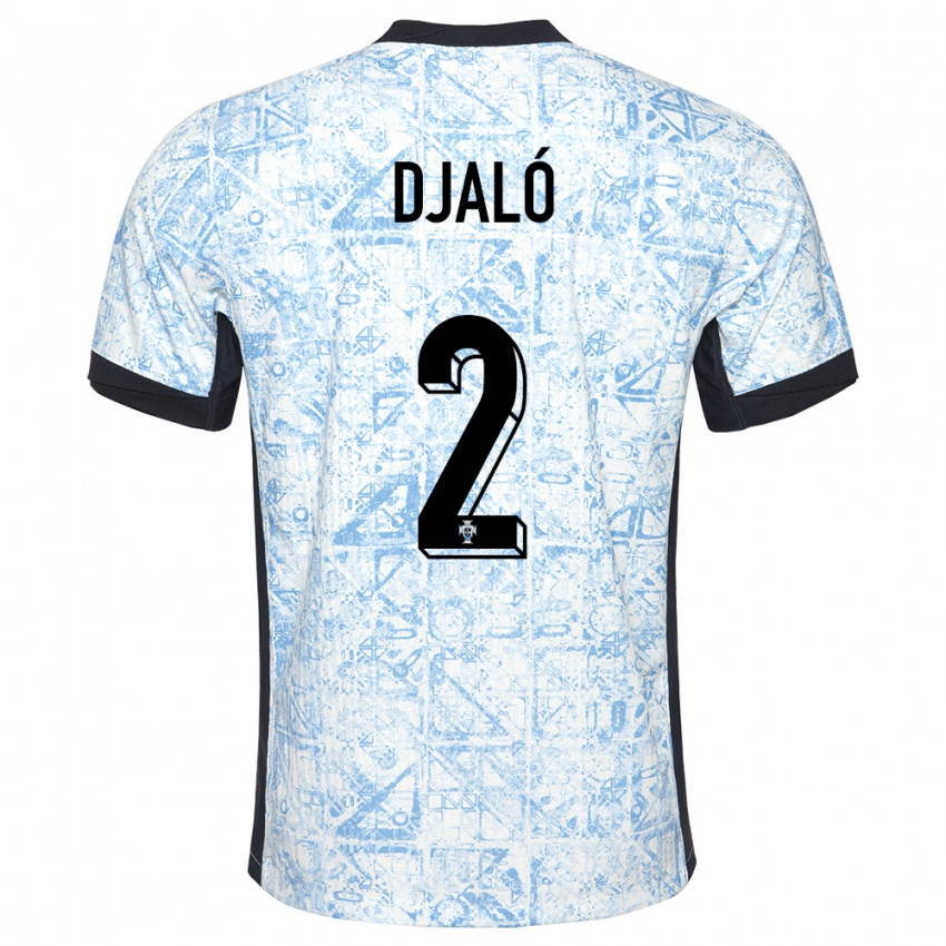 Hombre Camiseta Portugal Tiago Djalo #2 Crema Azul 2ª Equipación 24-26 La Camisa