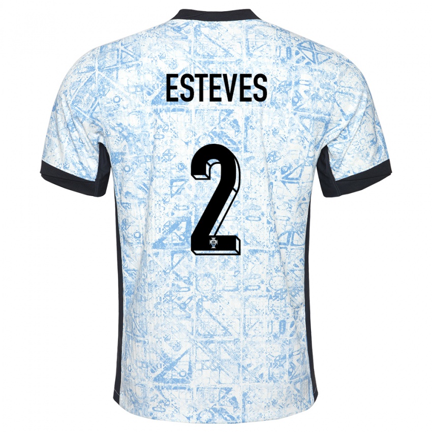 Hombre Camiseta Portugal Goncalo Esteves #2 Crema Azul 2ª Equipación 24-26 La Camisa