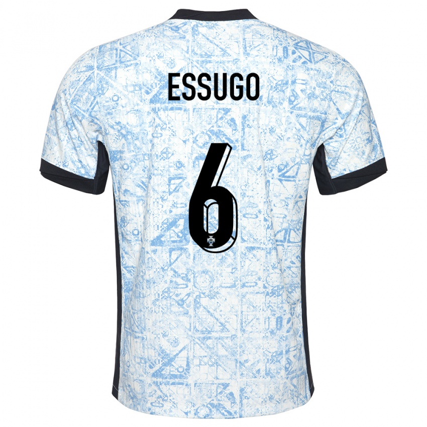 Hombre Camiseta Portugal Dario Essugo #6 Crema Azul 2ª Equipación 24-26 La Camisa