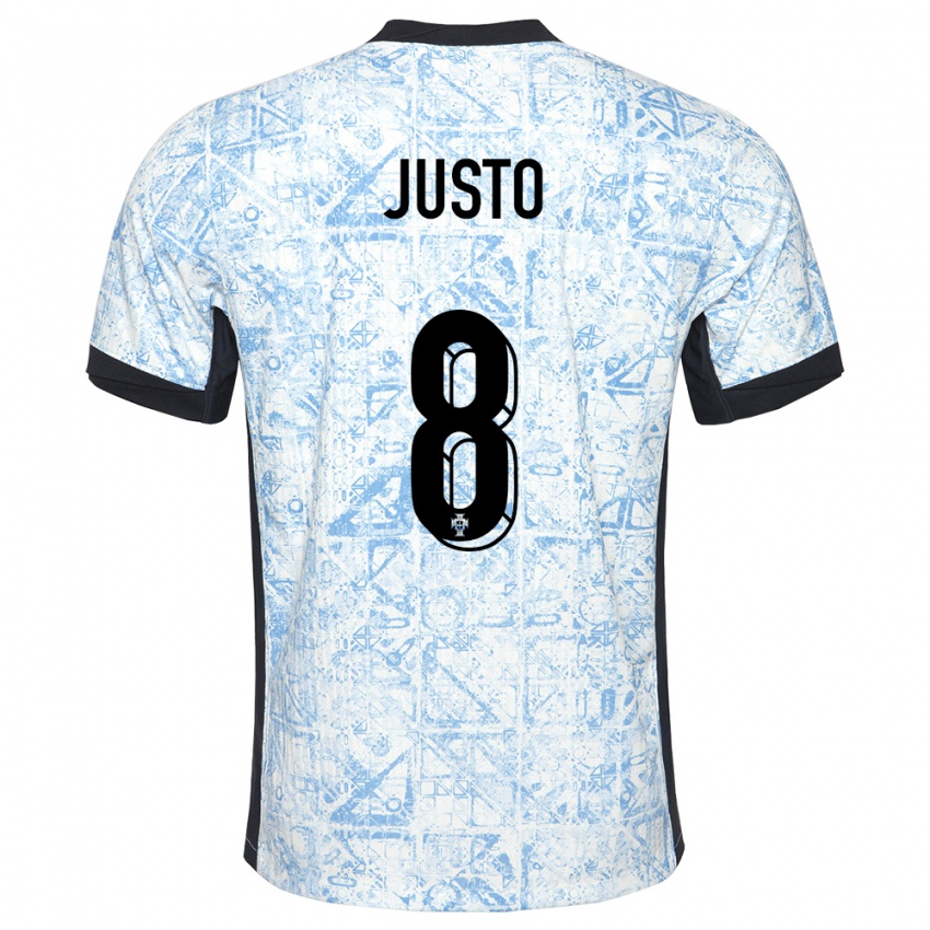 Hombre Camiseta Portugal Samuel Justo #8 Crema Azul 2ª Equipación 24-26 La Camisa