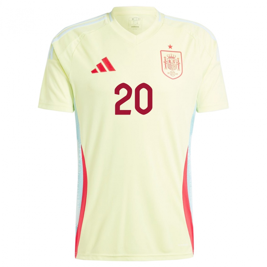 Hombre Camiseta España Miguel Carvalho #20 Amarillo 2ª Equipación 24-26 La Camisa