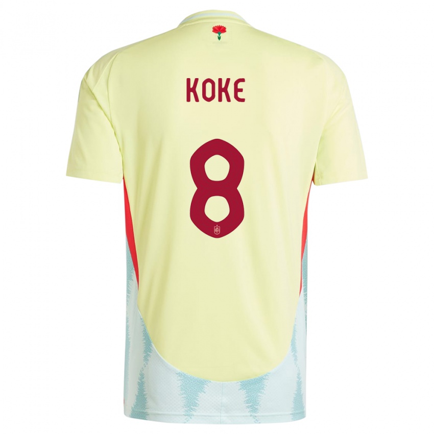 Hombre Camiseta España Koke #8 Amarillo 2ª Equipación 24-26 La Camisa