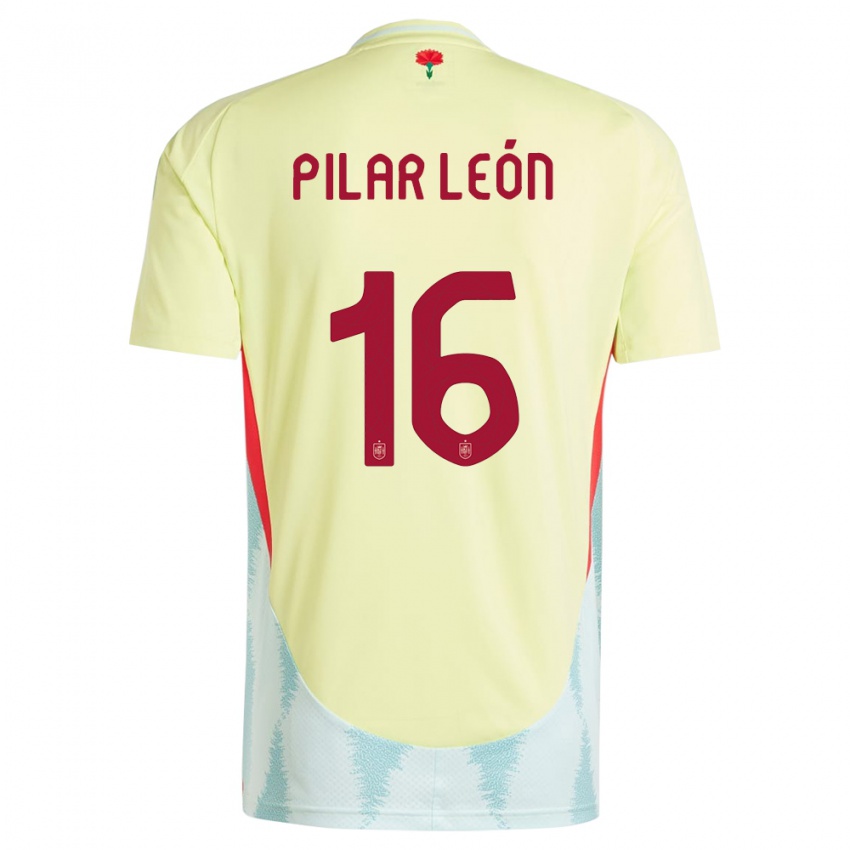Hombre Camiseta España Maria Pilar Leon #16 Amarillo 2ª Equipación 24-26 La Camisa