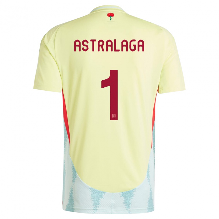 Hombre Camiseta España Ander Astralaga #1 Amarillo 2ª Equipación 24-26 La Camisa
